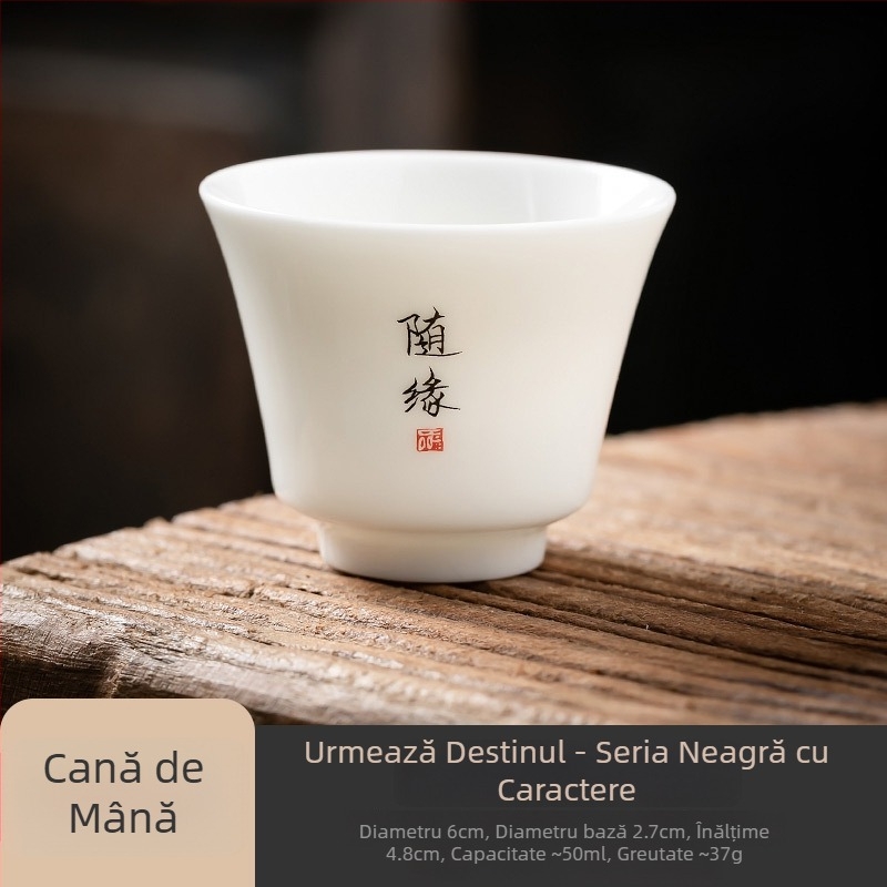 Ceașcă de ceai din porțelan alb, inspirație Zen pentru ceremonia Gongfu, ceașcă mică personală cu logo