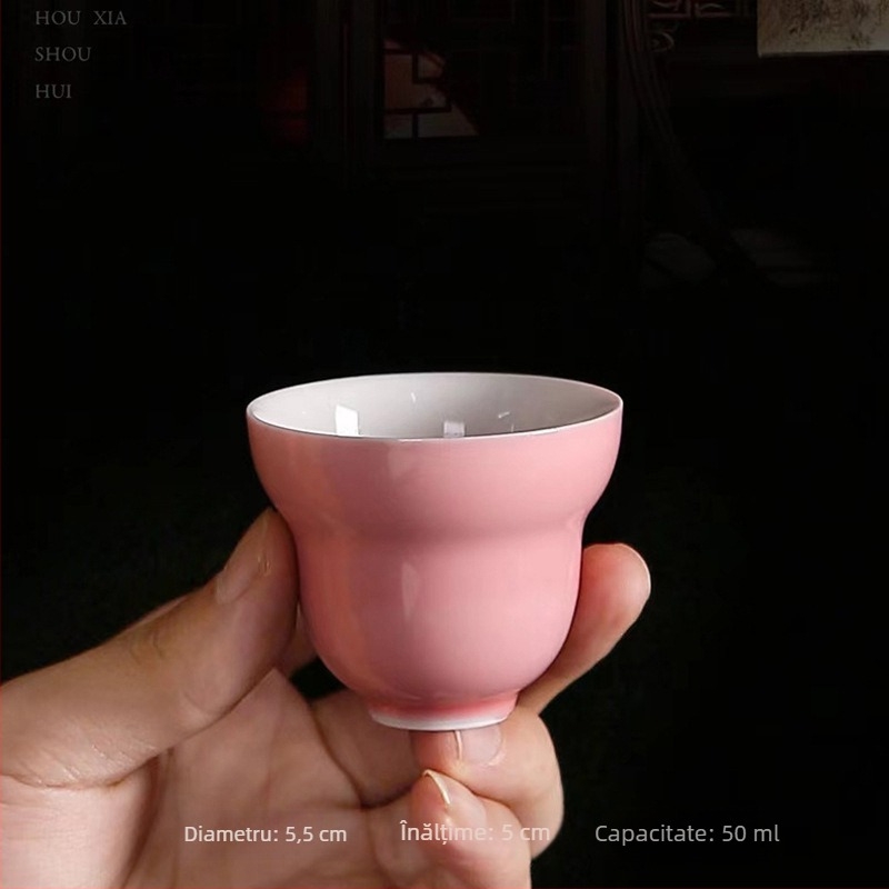 Ceșcuță ceramică glazurată, colorată, în formă de dovleac, pentru ceremonia Gongfu, stil retro literat, unică