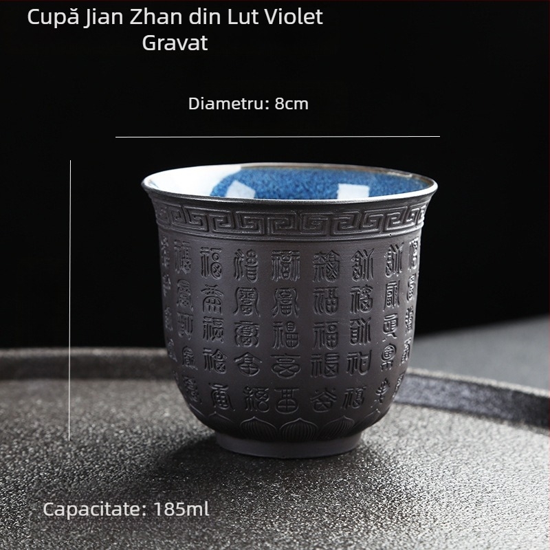 Ceașcă mare de ceai Jianzhan Tianmu din lut mov, ceramică în stil Kung Fu, lucrată manual