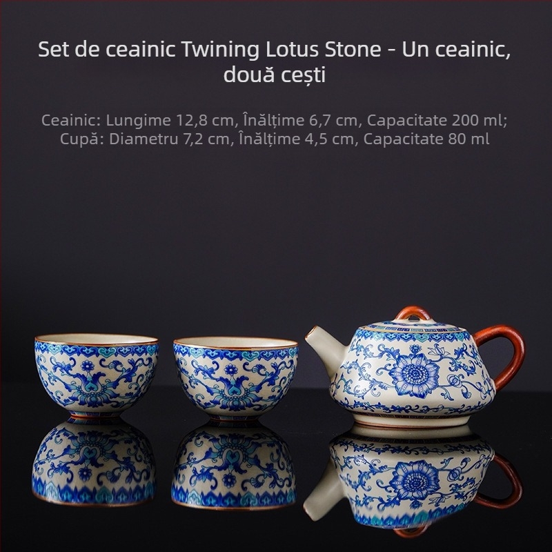 Set de ceai de călătorie cu o ceainică și două căni