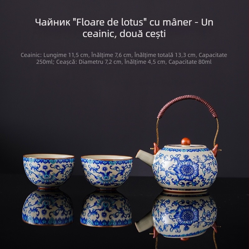 Set de ceai de călătorie cu o ceainică și două căni