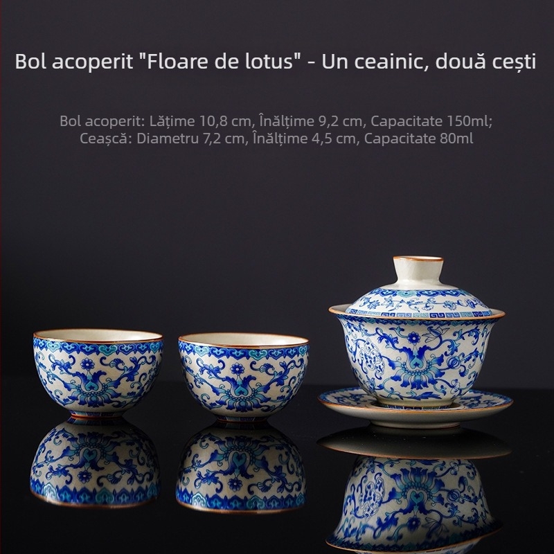 Set de ceai de călătorie cu o ceainică și două căni