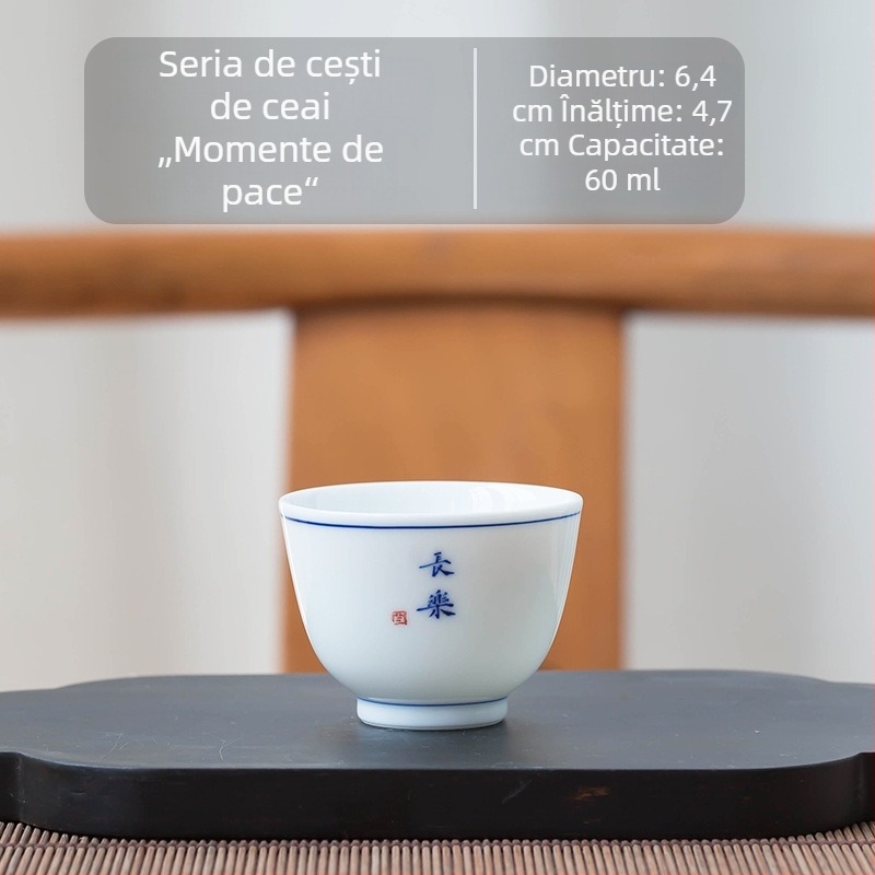 Ceașă de ceai Kung Fu din ceramică albastru-alb, mică pentru uz casnic, parte dintr-un set de ceai