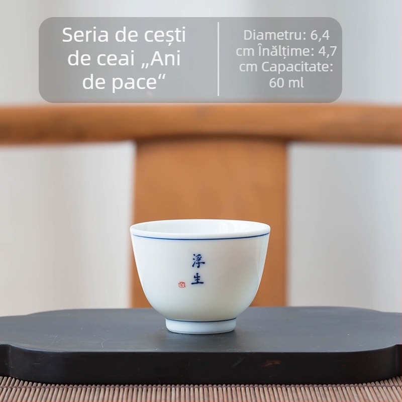 Ceașă de ceai Kung Fu din ceramică albastru-alb, mică pentru uz casnic, parte dintr-un set de ceai