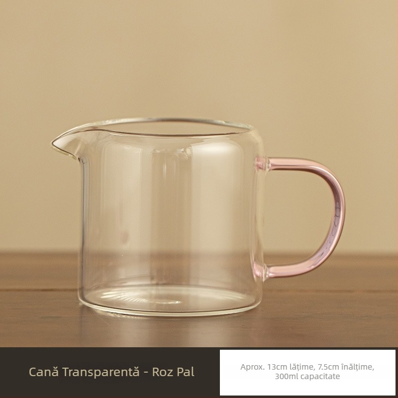 Cană de ceai din sticlă borosilicat rezistentă la temperatură, cu mâner și filtru încorporat, all-in-one pentru acasă și birou