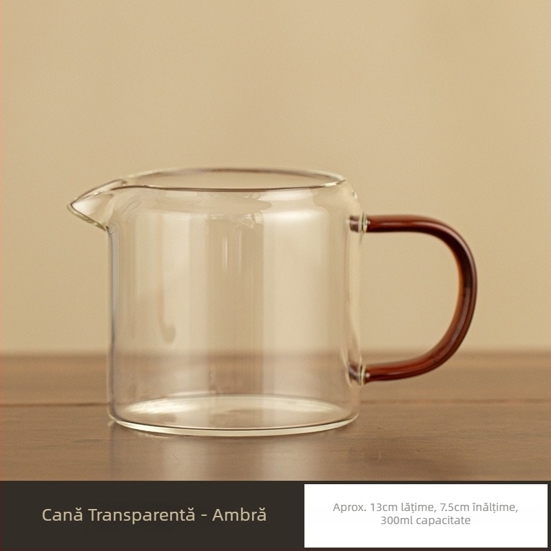 Cană de ceai din sticlă borosilicat rezistentă la temperatură, cu mâner și filtru încorporat, all-in-one pentru acasă și birou