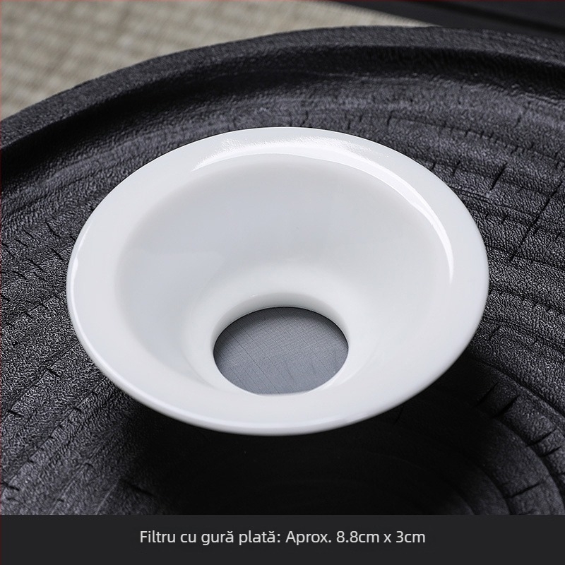 Filtru de ceai din porțelan alb, cu filtru ceramic integrat pentru prepararea ceaiului – accesorii pentru set de ceai