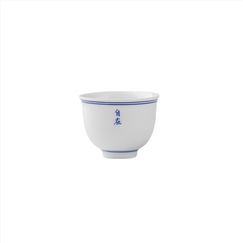 Ceșcuță de ceai din porțelan albastru‑alb, pictură manuală, stil minimalist — ceașcă unică, ceșcuță ceramică Kung Fu pentru degustare