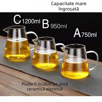 Separator de ceai din sticlă pentru birou, rezistent la temperaturi înalte, set Gongfu de ceai, capacitate mare, design îngroșat