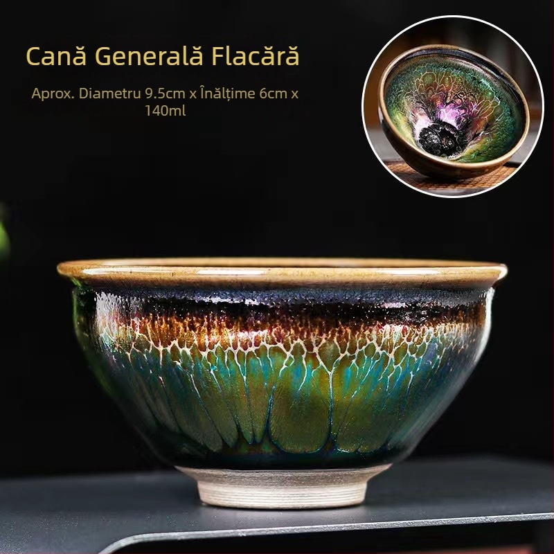 Ceașcă de ceai Kirin Flame Jianzhan, lucrată manual de maestru, de înaltă calitate pentru uz personal
