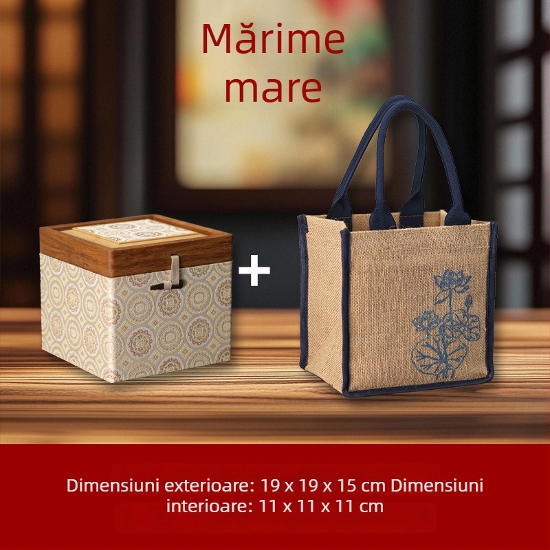 Cutie cadou în stil chinezesc nou cu țesătură din bambus și brocart pentru ceainicul Jian Zhan și ceainic din lut purpuriu – set Gongfu de ceai cu cutie de depozitare brocartată