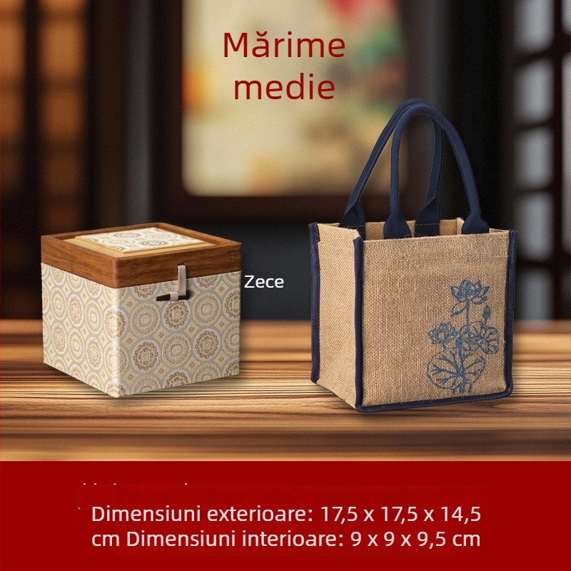 Cutie cadou în stil chinezesc nou cu țesătură din bambus și brocart pentru ceainicul Jian Zhan și ceainic din lut purpuriu – set Gongfu de ceai cu cutie de depozitare brocartată