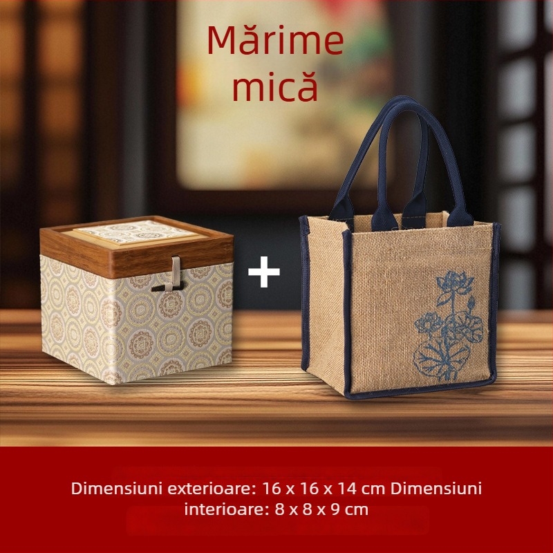 Cutie cadou în stil chinezesc nou cu țesătură din bambus și brocart pentru ceainicul Jian Zhan și ceainic din lut purpuriu – set Gongfu de ceai cu cutie de depozitare brocartată