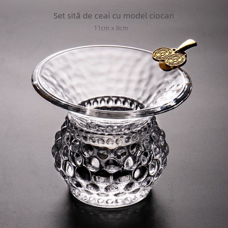 Filtru de ceai din sticlă cu pâlnie — accesorii minimalist pentru ceai