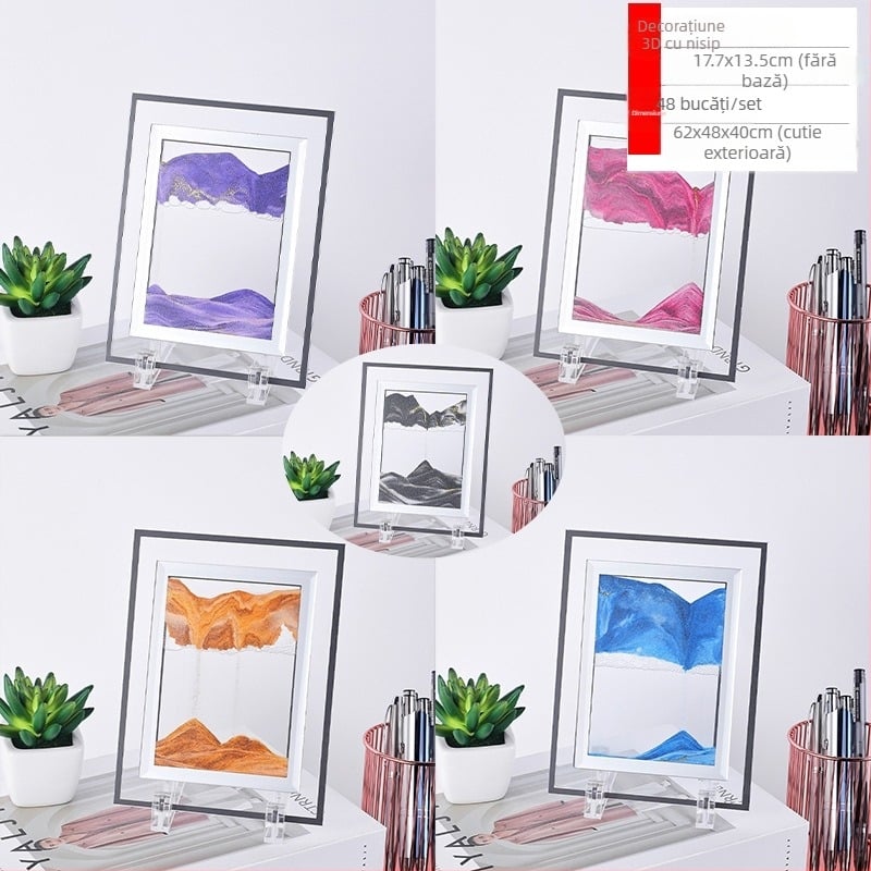 Ceas de nisip din sticlă cu design 3D, decor pentru sufragerie și dormitor, ornament de birou, cadou de ziua de naștere