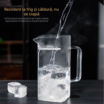 Pahar din sticlă borosilicat înaltă, formă pătrată cu semilună, gros, pentru ceai verde, separator de ceai, pentru uz casnic