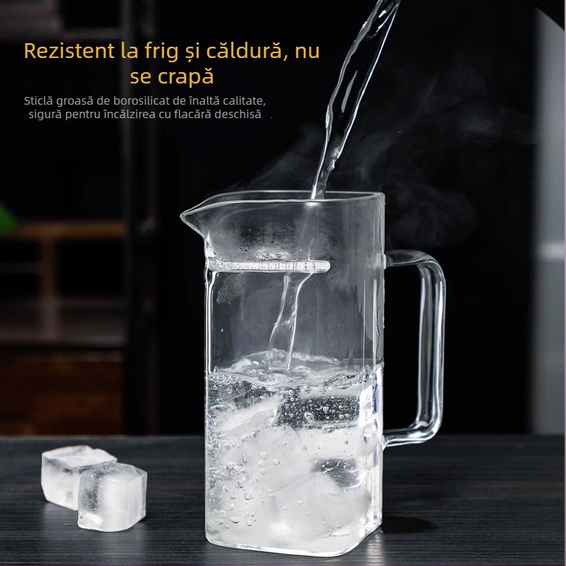 Pahar din sticlă borosilicat înaltă, formă pătrată cu semilună, gros, pentru ceai verde, separator de ceai, pentru uz casnic