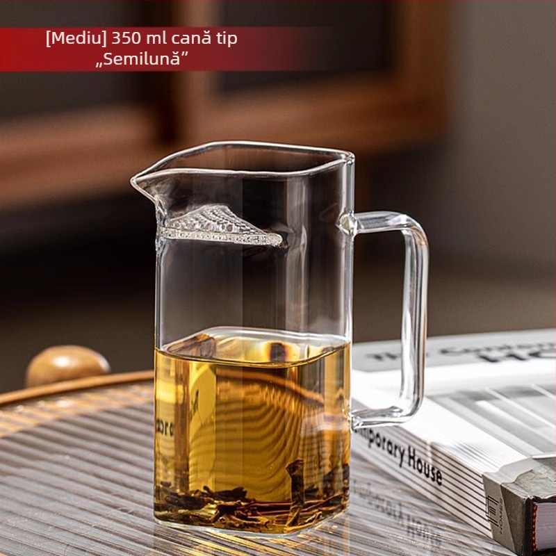 Pahar din sticlă borosilicat înaltă, formă pătrată cu semilună, gros, pentru ceai verde, separator de ceai, pentru uz casnic