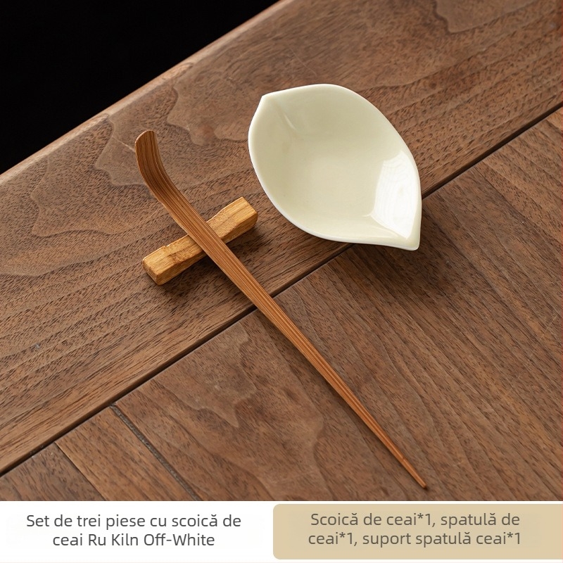 Lingură de ceai ceramică, lucrată manual, în nuanțe de albastru cerului și galben, design proaspăt și minimalist, lingură de ceai monocromă, instrument unic pentru ceremonia ceaiului