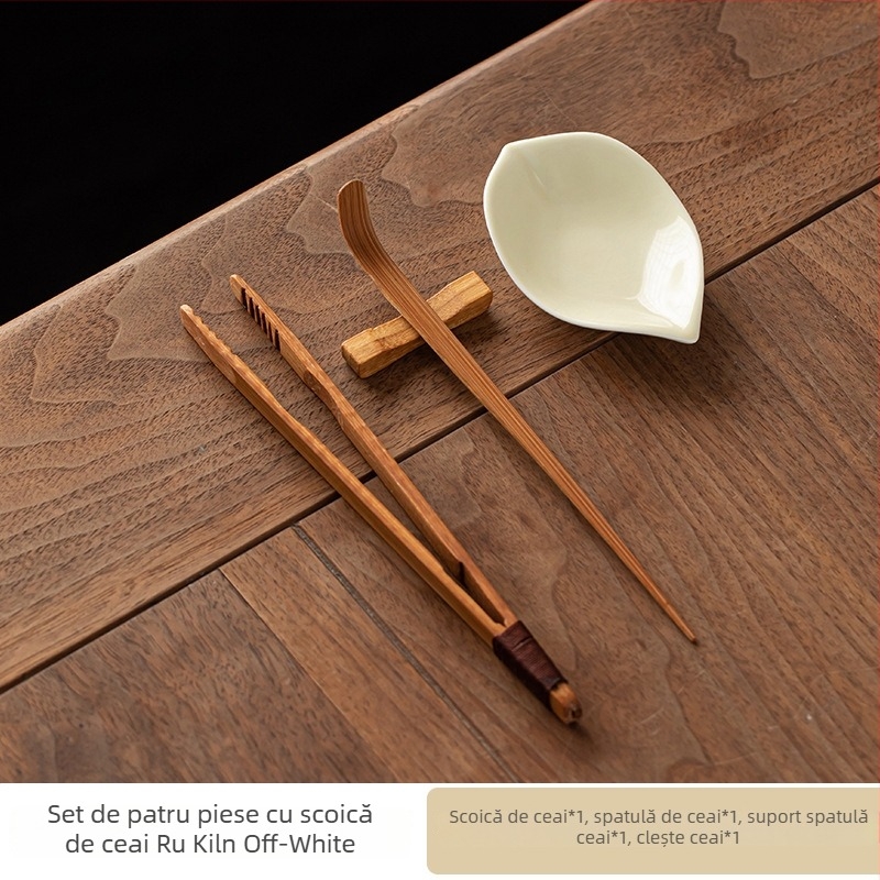 Lingură de ceai ceramică, lucrată manual, în nuanțe de albastru cerului și galben, design proaspăt și minimalist, lingură de ceai monocromă, instrument unic pentru ceremonia ceaiului