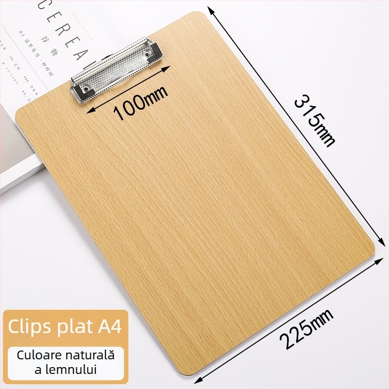 Clip din lemn pentru scriere A4, clip pentru meniuri A5, dosar 32K, pad îngroșat, clip fluture