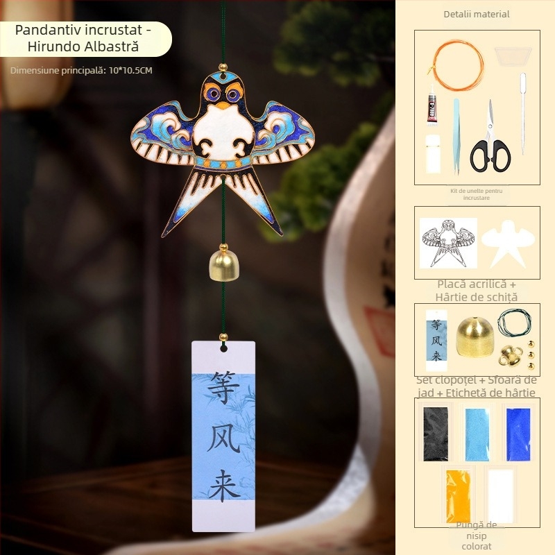 Pandantive cu clopoței de vânt email, stil chinezesc, kit DIY creativ pentru team-building