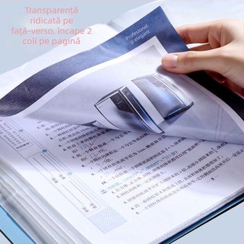 Mapă A4 transparentă cu clapetă, organizator colorat de fișiere pentru elevi, design întărit.
