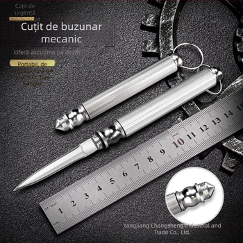Cuțit multifuncțional pentru ceai și cioc de spart geamuri auto, unealtă de gravură, breloc de autoapărare, deschizător de colete, 17 cm, aliaj de aluminiu