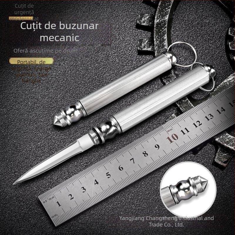 Cuțit multifuncțional pentru ceai și cioc de spart geamuri auto, unealtă de gravură, breloc de autoapărare, deschizător de colete, 17 cm, aliaj de aluminiu