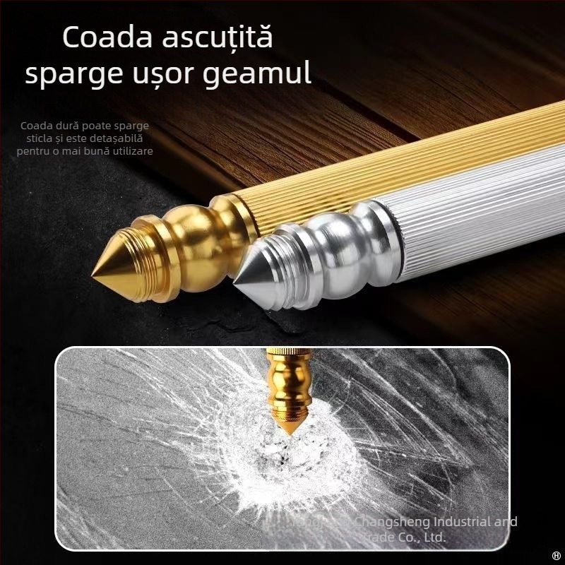 Cuțit multifuncțional pentru ceai și cioc de spart geamuri auto, unealtă de gravură, breloc de autoapărare, deschizător de colete, 17 cm, aliaj de aluminiu