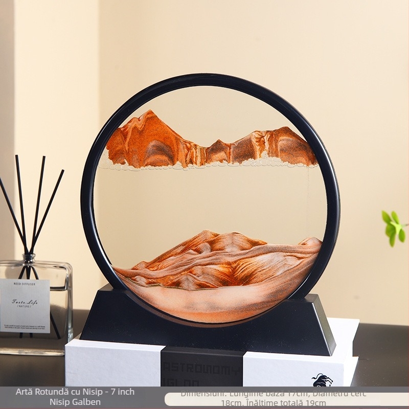 Ornament din sticlă cu nisip curgător pentru relaxare, ceas cu nisip în peisaj 3D, decor pentru casă, cadou de ziua lui sau a ei.
