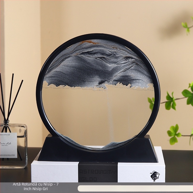 Ornament din sticlă cu nisip curgător pentru relaxare, ceas cu nisip în peisaj 3D, decor pentru casă, cadou de ziua lui sau a ei.