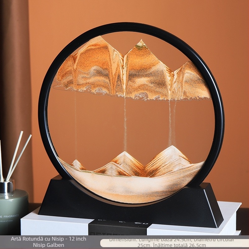 Ornament din sticlă cu nisip curgător pentru relaxare, ceas cu nisip în peisaj 3D, decor pentru casă, cadou de ziua lui sau a ei.