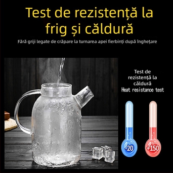 Ceainic din sticlă borosilicată pentru apă rece – rezistent la căldură, robust la explozii pentru sucuri și ceai cu flori, capacitate mare