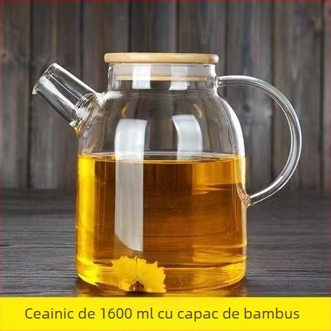 Ceainic din sticlă borosilicată pentru apă rece – rezistent la căldură, robust la explozii pentru sucuri și ceai cu flori, capacitate mare