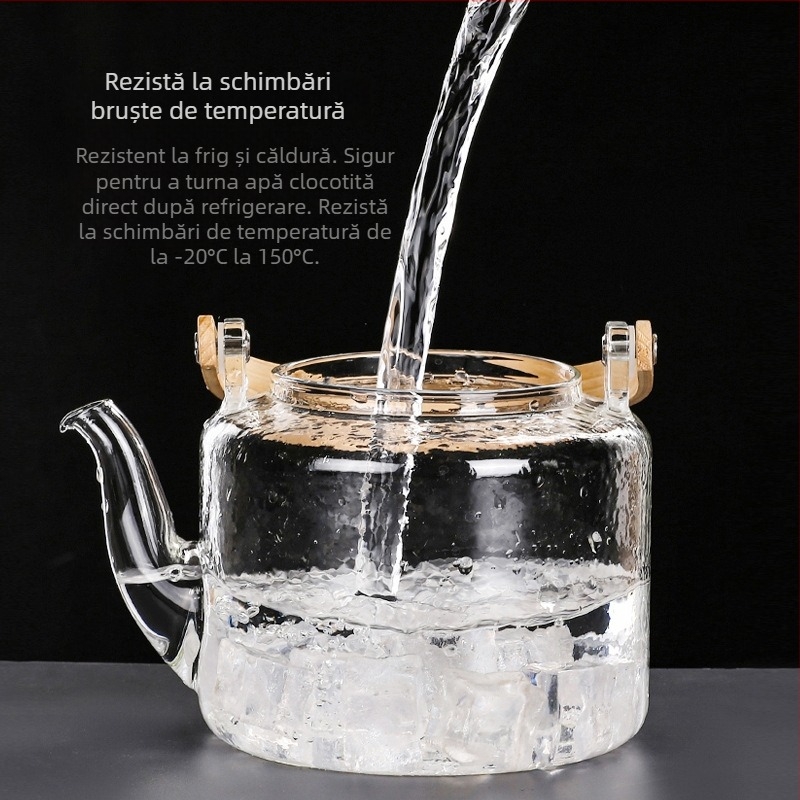 Ceainic cu mâner de bambus, sticlă borosilicat, pentru fierbere pe foc deschis, infuzie de ceai cu flori, uz casnic