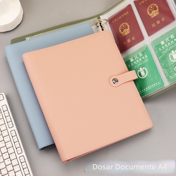 Organizator de documente A4 din piele, cu închidere magnetică — capacitate mare, pentru documente și chitanțe, cu foi detașabile