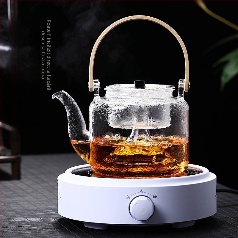 Ceainic din sticlă pentru plită ceramică electrică, rezistent la temperaturi înalte, cu mâner – set de ceai pentru uz casnic