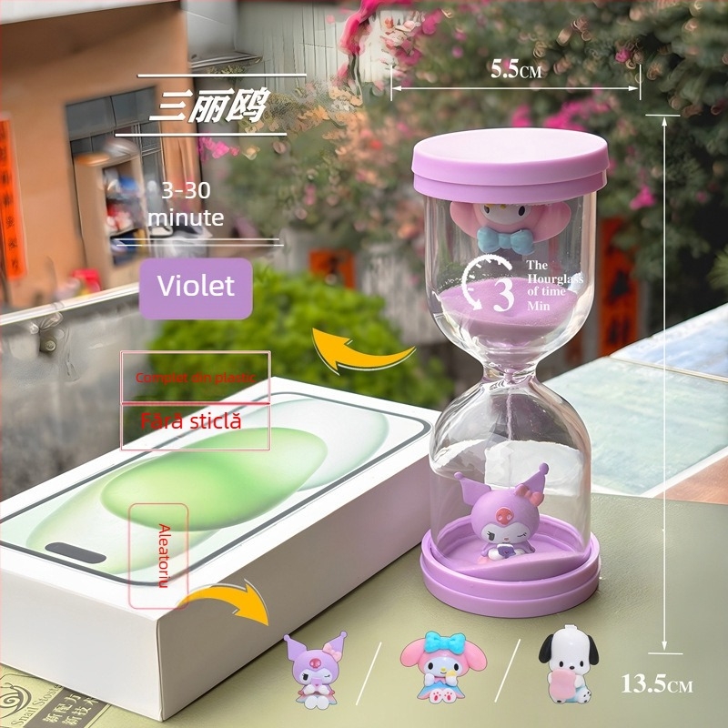 Clepsidră din plastic, în formă de macarons, pentru copii, rezistentă la căderi, 3–5–10–30 de minute, decor de birou, cadou pentru elevi