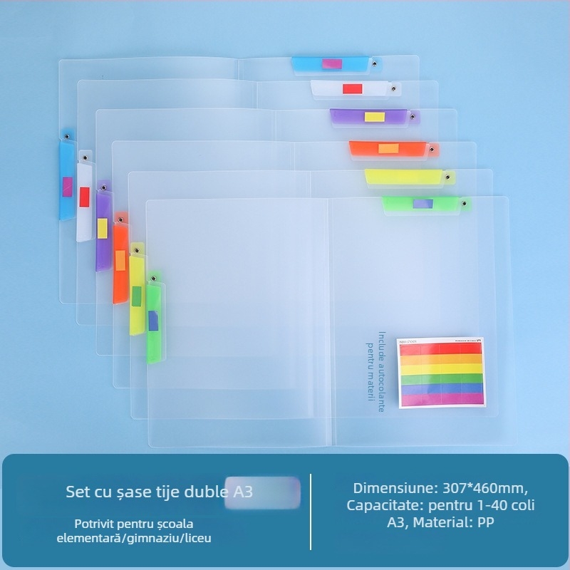 Organizator de documente A3/A4, Transparent, cu brațe duble, pentru elevi – dosar de fișiere rotativ