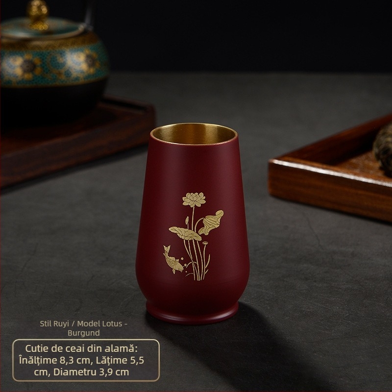 Accesorii Gongfu pentru ceremonia ceaiului – bază pentru tubul de ceai din cupru, Zen japonez gravat