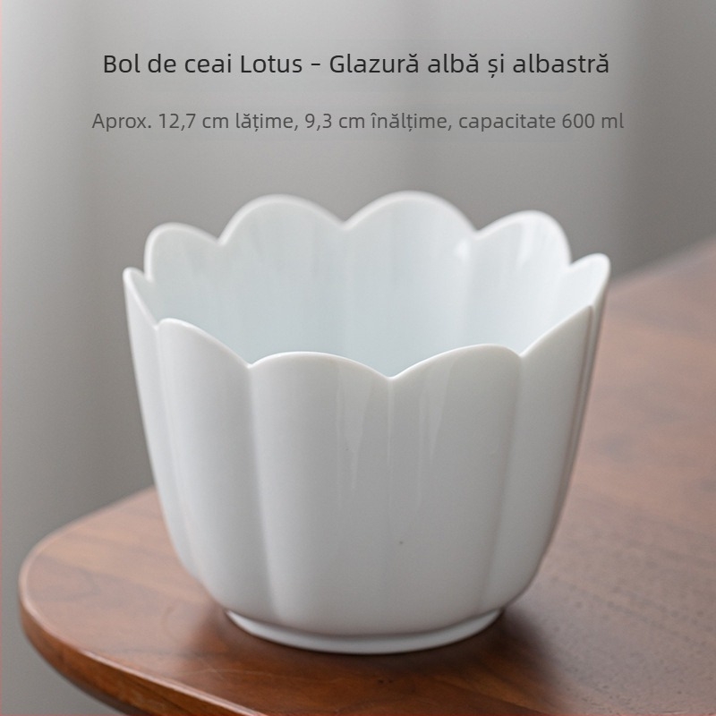 Set ceramic pentru ceremonia ceaiului Jianshui: recipient pentru zațuri de ceai, rinser pentru ceai în cești, bazin de apă, găleată pentru zațuri și farfurie ceramică japoneză pentru fructe