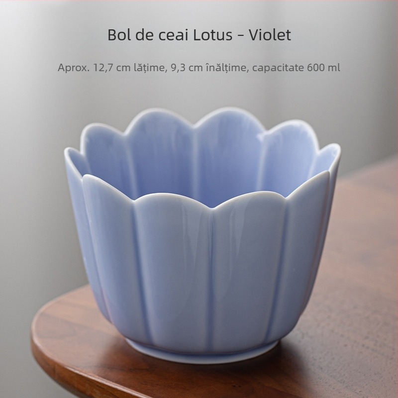 Set ceramic pentru ceremonia ceaiului Jianshui: recipient pentru zațuri de ceai, rinser pentru ceai în cești, bazin de apă, găleată pentru zațuri și farfurie ceramică japoneză pentru fructe