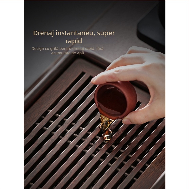 2025 tavă de ceai Gongfu din lemn, mică, cu stocare a apei și drenaj, pentru living