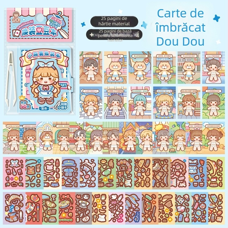Carte mică cu stickere pentru îmbrăcare, carte liniștită pentru copii cu stickere pentru decorarea scenelor