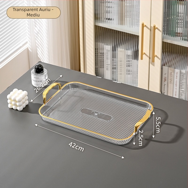 Tavă dreptunghiulară pentru uz casnic, stil modern minimalist, platou pentru fructe pentru ceai și apă, rezistentă la căldură, tavă de ceai cu aspect luxos discret