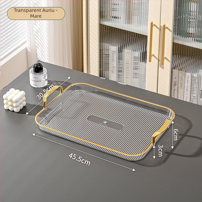 Tavă dreptunghiulară pentru uz casnic, stil modern minimalist, platou pentru fructe pentru ceai și apă, rezistentă la căldură, tavă de ceai cu aspect luxos discret