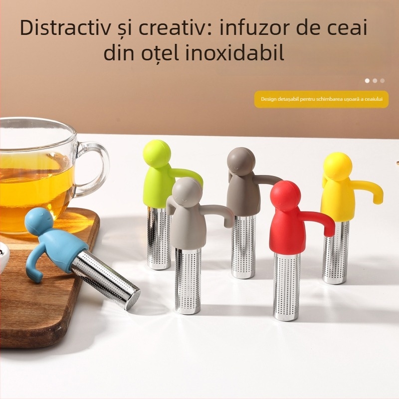 Infuzor de ceai din silicon, în formă umană, filtr pentru frunze de ceai, accesorii pentru setul de ceai de uz casnic