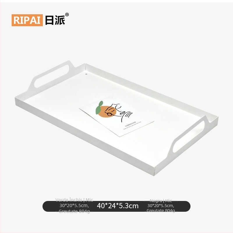 Tavă de ceai din fier forjat, pătrată, cu drenaj, suport metalic pentru ceai și gustări, design modern minimalist pentru uz casnic