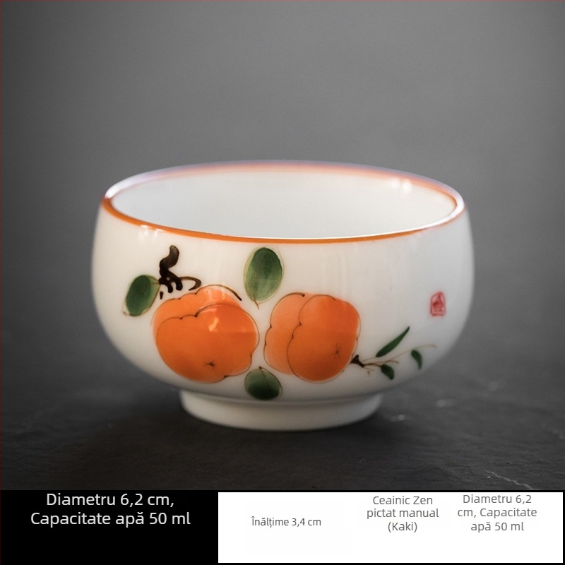 Ceașă Gongfu pentru ceai, ceașă din porțelan pentru porție unică, ceașă Zen pictată manual, ceașcă creativă pentru degustare de ceai